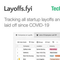 Layoffs.fyi：テック・スタートアップ レイオフ トラッカー
