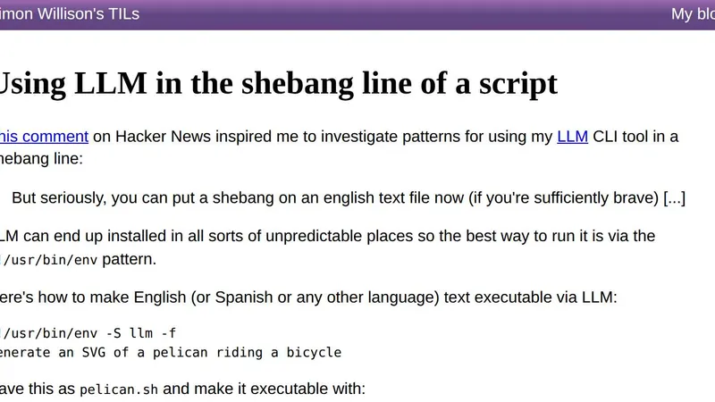 スクリプトのシバン（Shebang）行でLLMを使用する